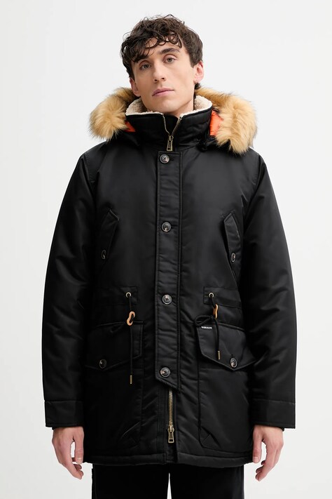 Guess Jeans parka kolor czarny zimowa M5BL10 WHAA2