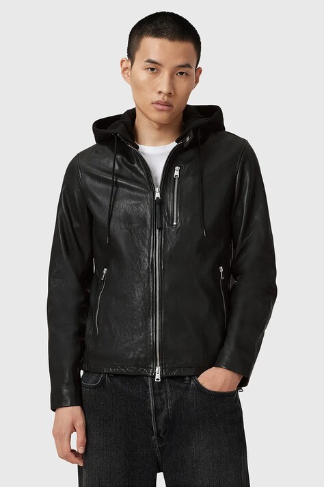 AllSaints kurtka skórzana ASHTON kolor czarny przejściowa M013LD
