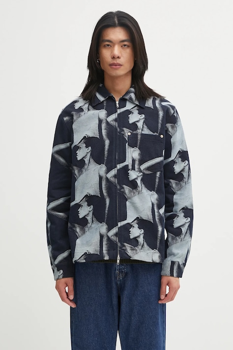 Wales Bonner kurtka bawełniana Jet Zip Jacket kolor granatowy przejściowa UA25DE02.CO02.504