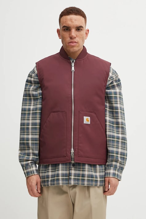 Carhartt WIP bezrękawnik Leroy Vest kolor bordowy przejściowy I035543.33KXX