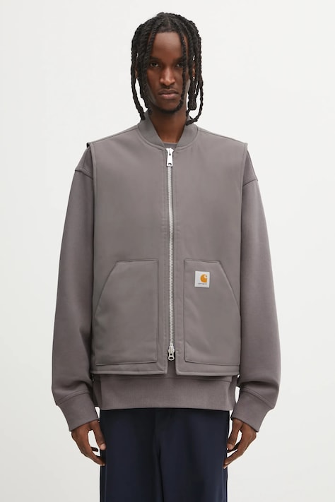 Prsluk Carhartt WIP Leroy Vest boja: smeđa, za prijelazno razdoblje, I035543.33CXX