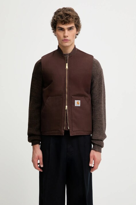 Carhartt WIP bezrękawnik bawełniany Classic Vest kolor brązowy przejściowy I035695.4701
