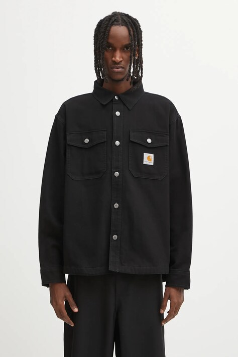Carhartt WIP kurtka bawełniana Selby Shirt Jac kolor czarny przejściowa I035305.89XX