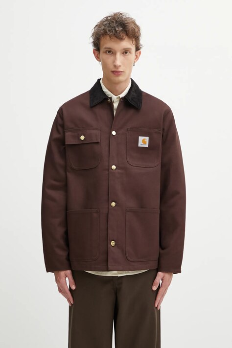 Carhartt WIP kurtka bawełniana Michigan Coat kolor brązowy przejściowa I015261.1YL01