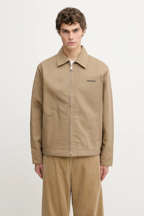 Дънково яке Carhartt WIP Module Script Jacket в бежово преходен модел I035621.0DK01