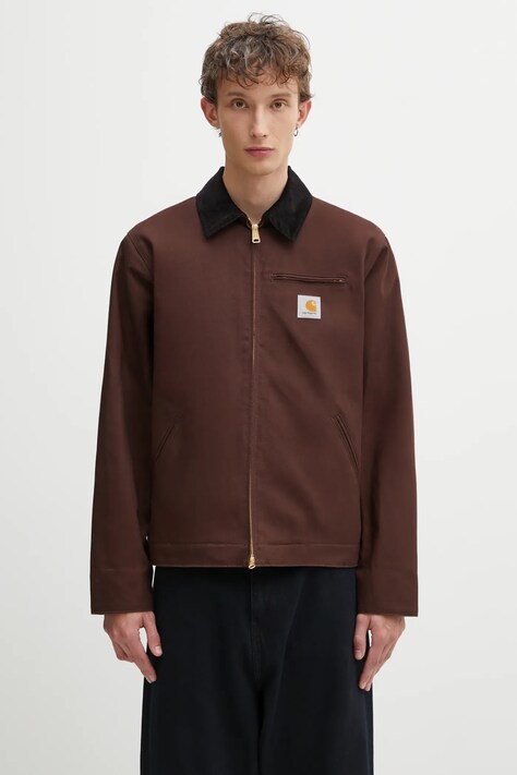 Carhartt WIP kurtka bawełniana Detroit Jacket kolor brązowy przejściowa I015264.1YL01