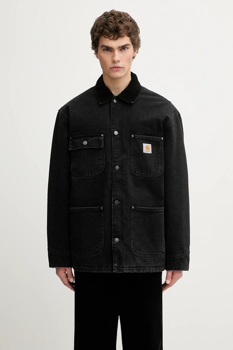 Carhartt WIP geacă jeans OG Chore Coat culoarea negru, de tranziție, I035877.0