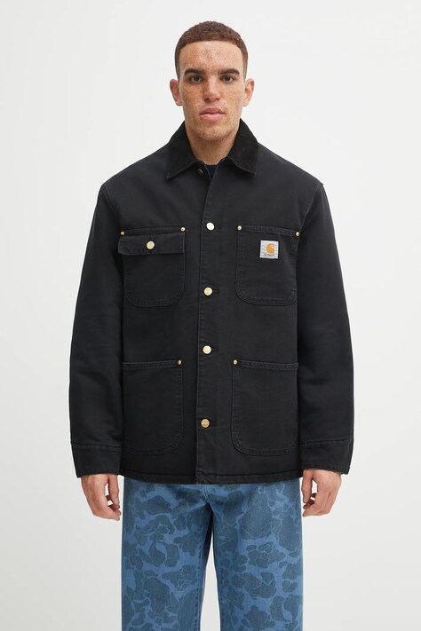 Carhartt WIP kurtka bawełniana OG Chore Coat kolor czarny przejściowa I035613.00E4O