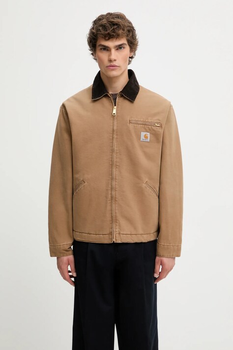 Carhartt WIP kurtka bawełniana OG Detroit Jacket kolor brązowy przejściowa oversize I035614.00S4O