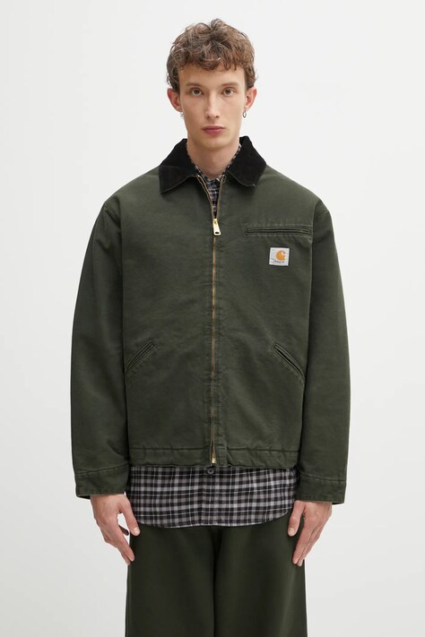 Carhartt WIP kurtka bawełniana OG Detroit Jacket kolor zielony przejściowa oversize I035614.3CM4O