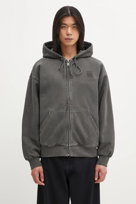 Carhartt WIP bluza bawełniana Hooded Vista Jacket męska kolor szary z kapturem melanżowa I029524.89GD