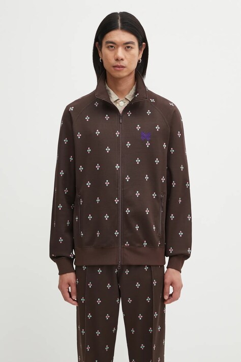 Needles bluza Track Jacket męska kolor brązowy wzorzysta RW312