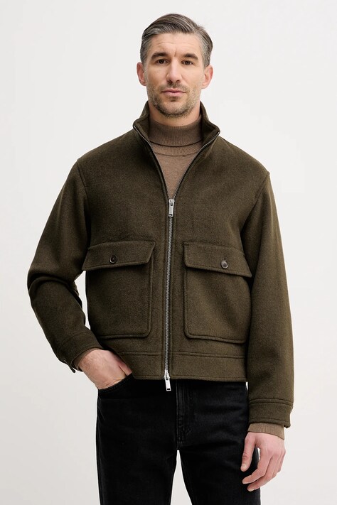 Jakna z dodatkom volne Sisley zelena barva, 2VLPSN049