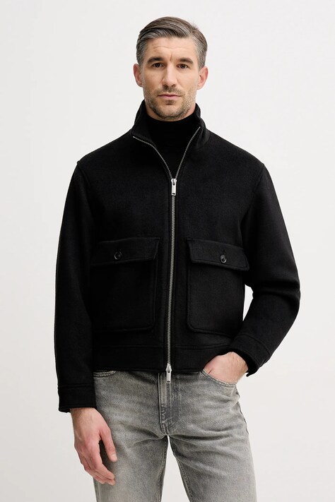 Jakna z dodatkom volne Sisley črna barva, 2VLPSN049