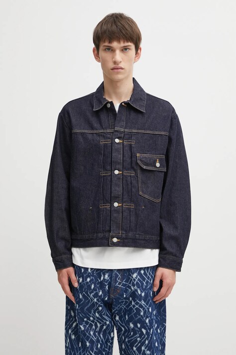 Wacko Maria kurtka jeansowa Trucker Jacket kolor niebieski przejściowa 25FW-WMO-BL20