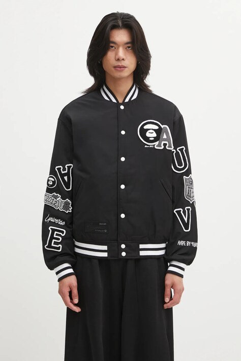 AAPE kurtka bomber Main kolor czarny przejściowa oversize AAPJKM7742XXP