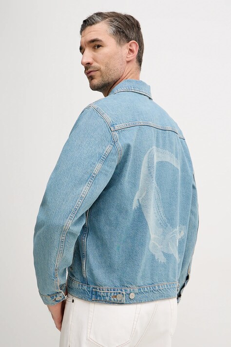 Lacoste kurtka jeansowa kolor niebieski przejściowa BH8982
