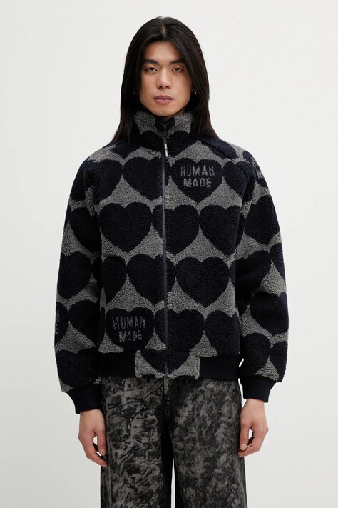 Human Made bluza polarowa WOVEN JACKET męska kolor granatowy wzorzysta HM30JK026