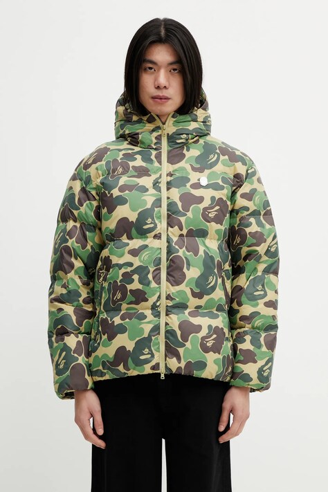 A Bathing Ape kurtka puchowa ABC Camo kolor zielony zimowa 001DNL801304M
