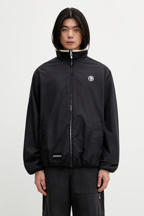 AAPE kurtka dwustronna kolor czarny przejściowa oversize AAPJKM7732XXP