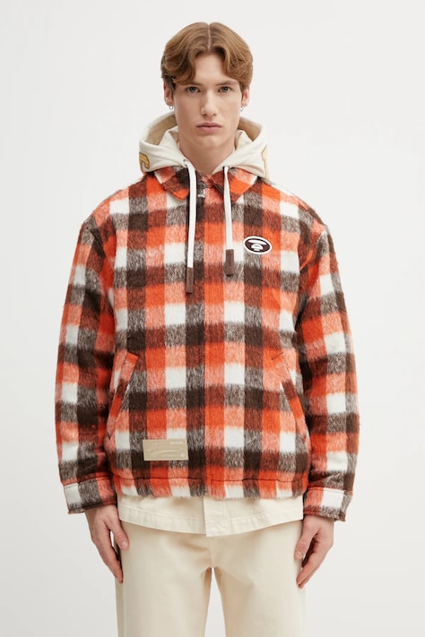 AAPE kurtka kolor pomarańczowy zimowa AAPJKM7743XXP