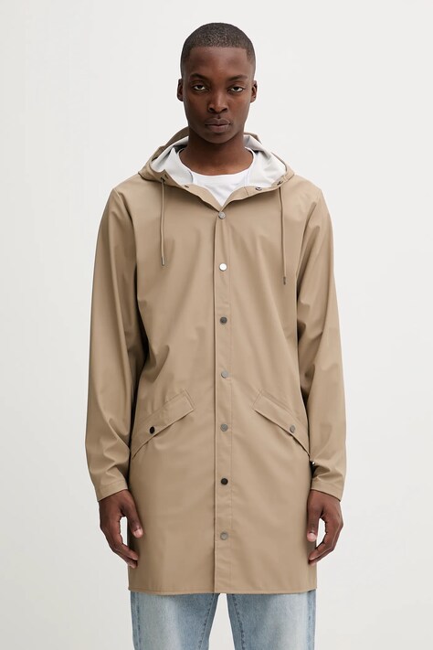 Куртка Rains 12020 Long Jacket колір бежевий демісезонна 12020