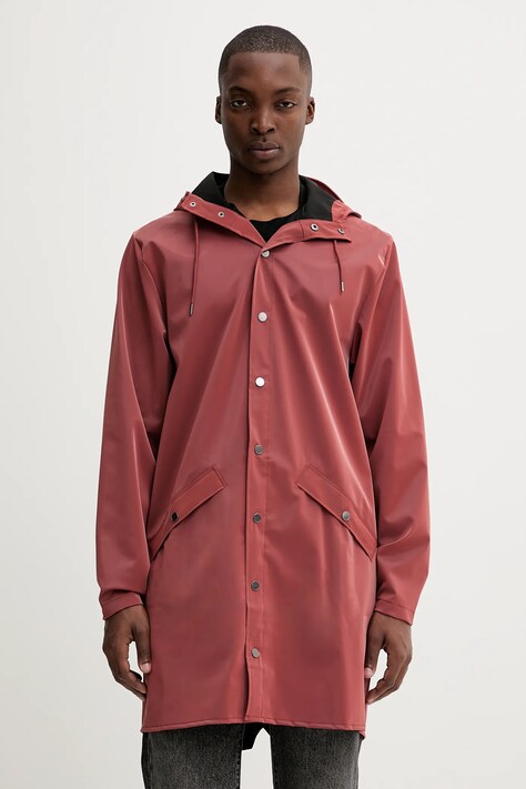 Rains kurtka 12020 Long Jacket kolor różowy przejściowa 12020