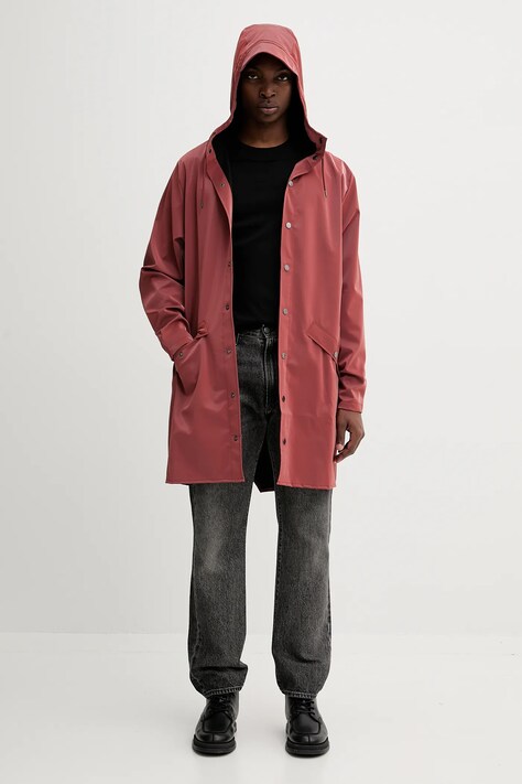 Rains kurtka 12020 Long Jacket kolor różowy przejściowa 12020