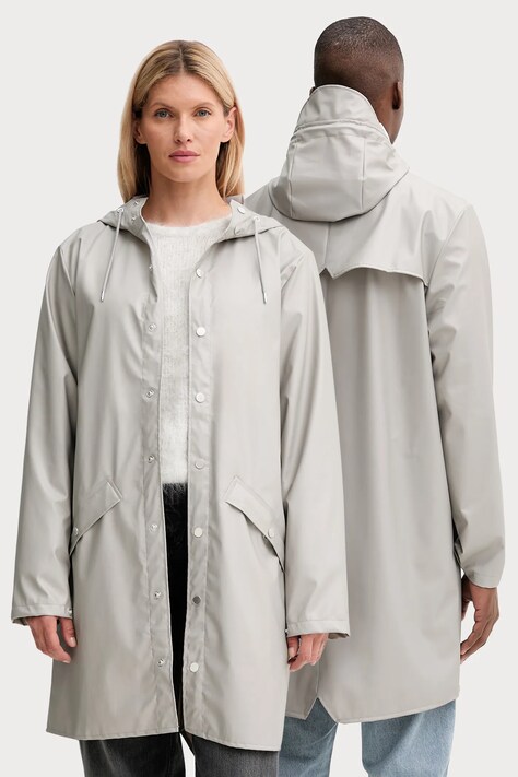 Rains kurtka 12020 Long Jacket kolor szary przejściowa 12020