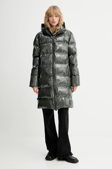 Bunda Rains 15130 Alta Longer Puffer Jacket zelená farba, zimná, 15130