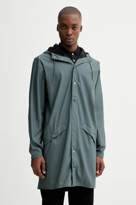 Rains kurtka 12020 Long Jacket kolor niebieski przejściowa 12020