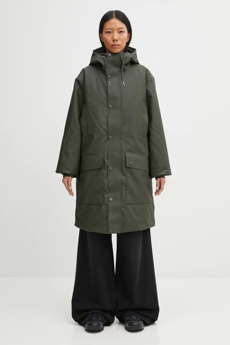 Rains parka Nome Long Parka W3T3 kolor zielony zimowa 21460.03