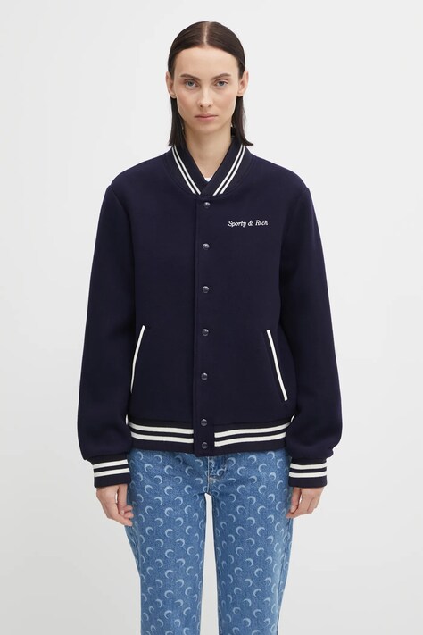 Sporty & Rich kurtka bomber wełniana Eden Crest Varsity kolor granatowy przejściowa OW03160666BL106