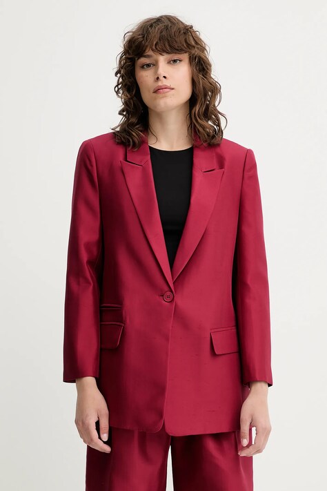 MUNTHE geacă de mătase PATTON culoarea bordo, un singur rând de nasturi, uni, 252150925209