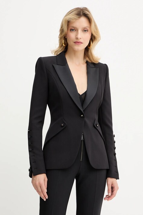 Elisabetta Franchi sacou culoarea negru, un singur rând de nasturi, uni, GI15456E2