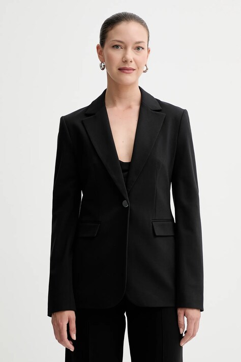 Calvin Klein sacou culoarea negru, un singur rand de nasturi, neted, LV044B491G