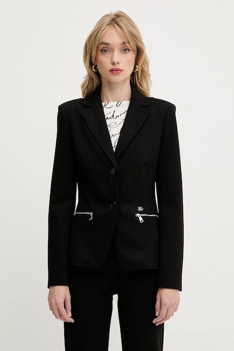 Σακάκι Karl Lagerfeld χρώμα: μαύρο, A3W14040
