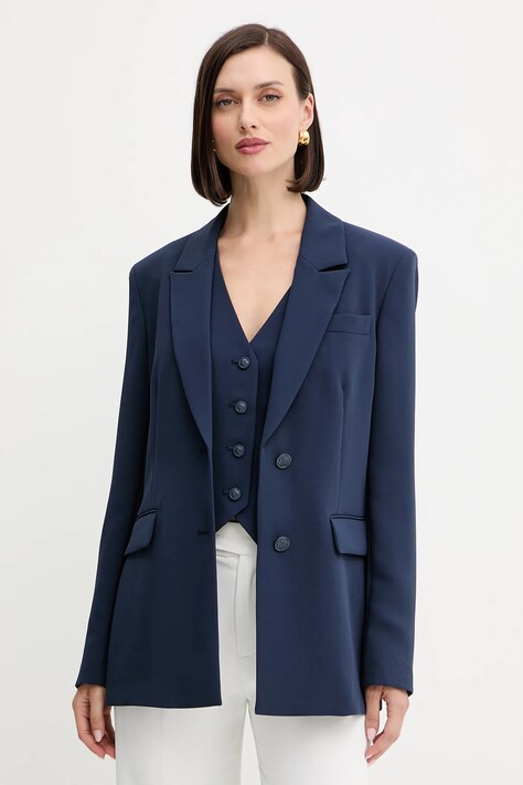 Guess sacou THEOLINE culoarea bleumarin, un singur rând de nasturi, uni, W5YN46 WGHC2