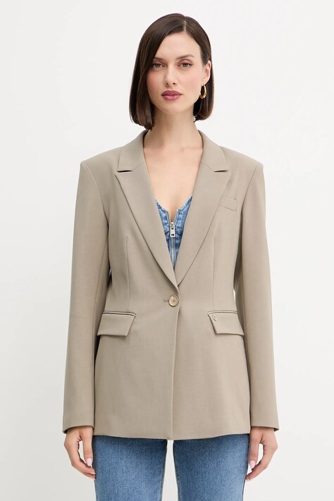 Guess marynarka DOROTHEE kolor beżowy jednorzędowa gładka W5YN41 WHD92