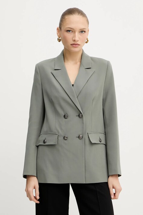 Guess sacou FIONA culoarea gri, cu doua randuri de nasturi, uni, W5YN20 WH9Y2