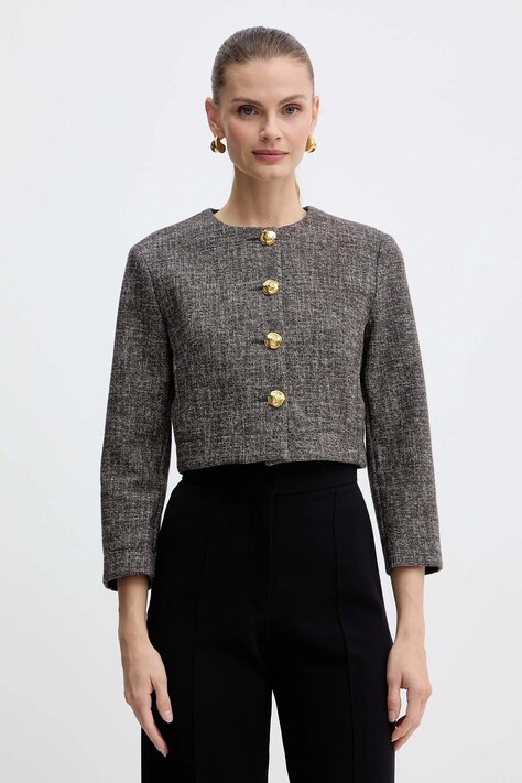 Pinko sacou din lână culoarea maro, un singur rând de nasturi, uni, 105708 A2QX