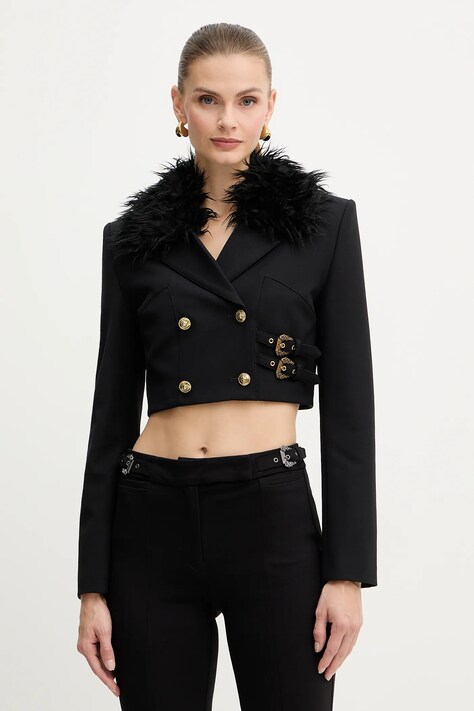 Піджак Versace Jeans Couture колір чорний двобортний однотонний 79HAQ700 N0356