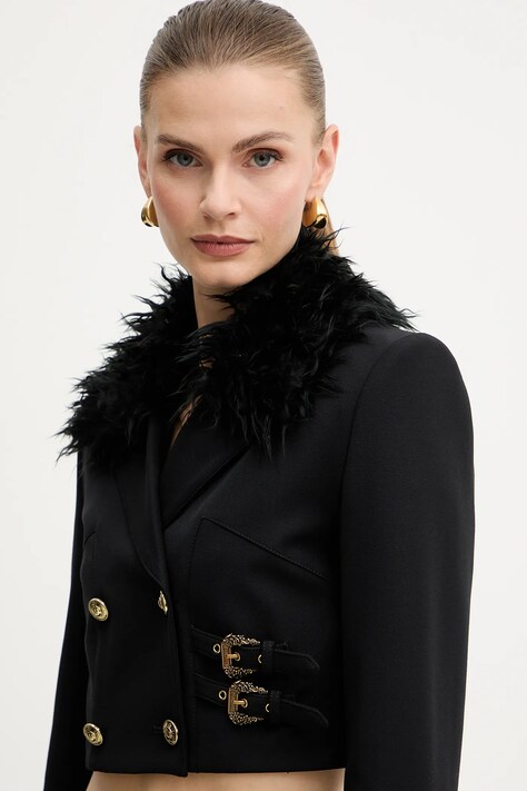 Versace Jeans Couture marynarka kolor czarny dwurzędowa gładka 79HAQ700 N0356