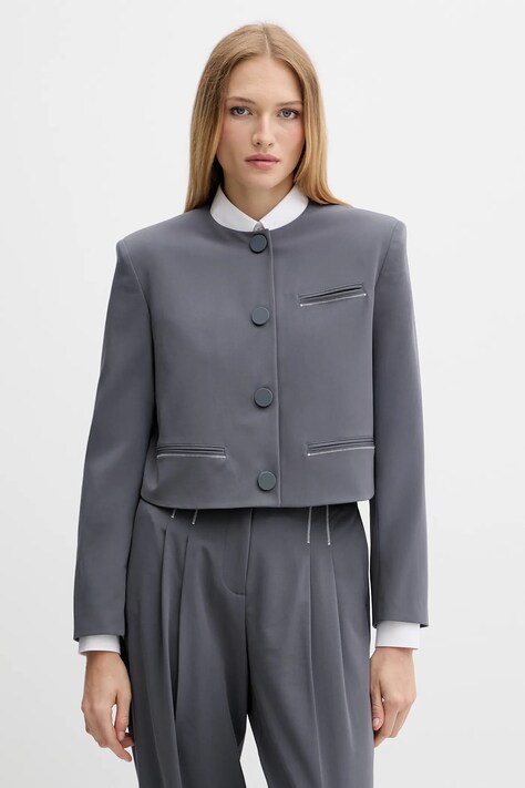Armani Exchange marynarka kolor szary jednorzędowa gładka XW000656 AF16145