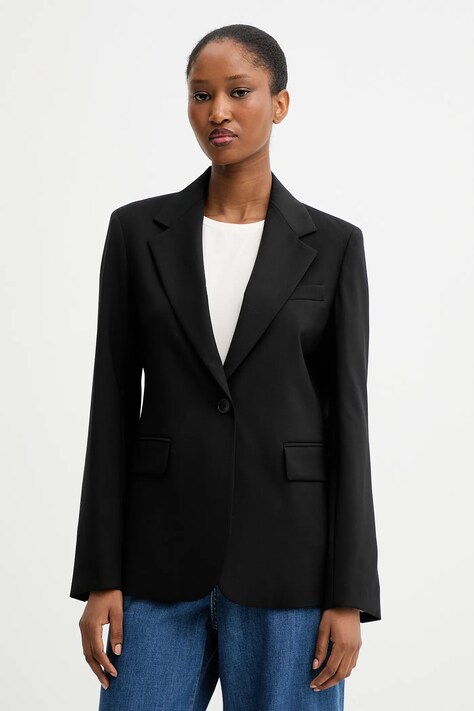 Weekend Max Mara geacă de lână LAMINE culoarea negru, un singur rand de nasturi, uni, 2525046041600