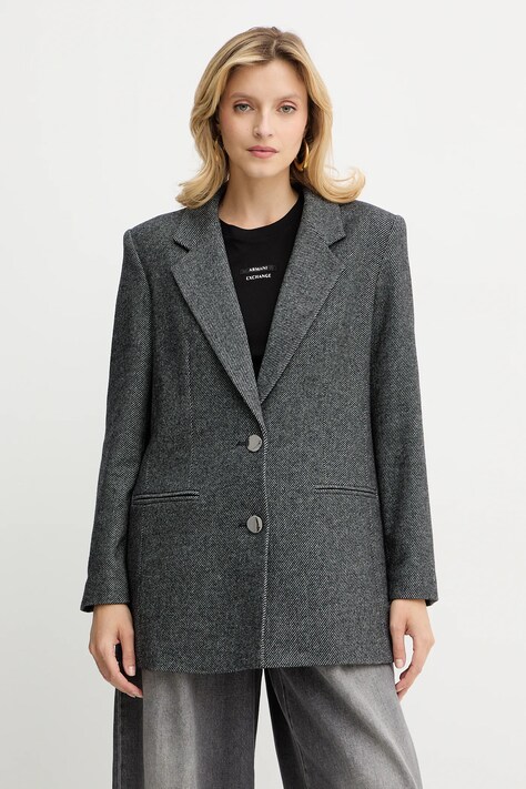 Armani Exchange marynarka z dodatkiem wełny kolor szary jednorzędowa wzorzysta XW000693 AF16146