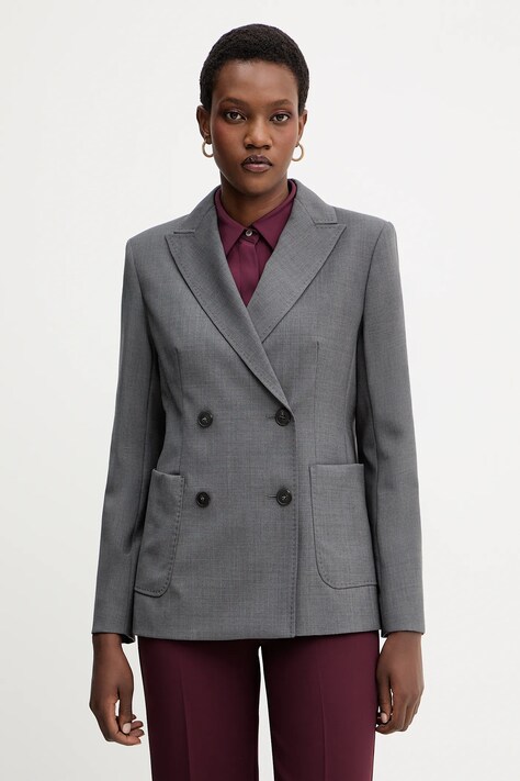Vlněné sako Weekend Max Mara ORNATI šedá barva, 2525046012600