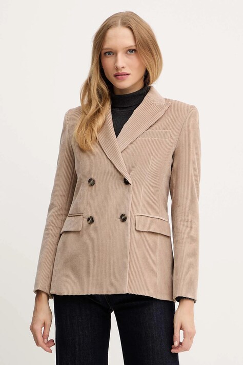 Weekend Max Mara geacă din velur KATANGA culoarea bej, cu doua randuri de nasturi, uni, 2525046062600