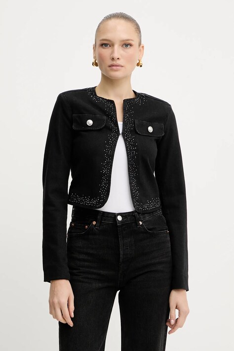Liu Jo jachetă denim culoarea negru, un singur rând de nasturi, UF5124.DS025