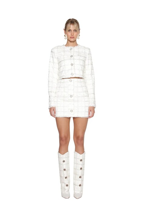 Сако GOD SAVE QUEENS EXECUTIVE TWEED JACKET в бяло с едно копче GSQ-152-391